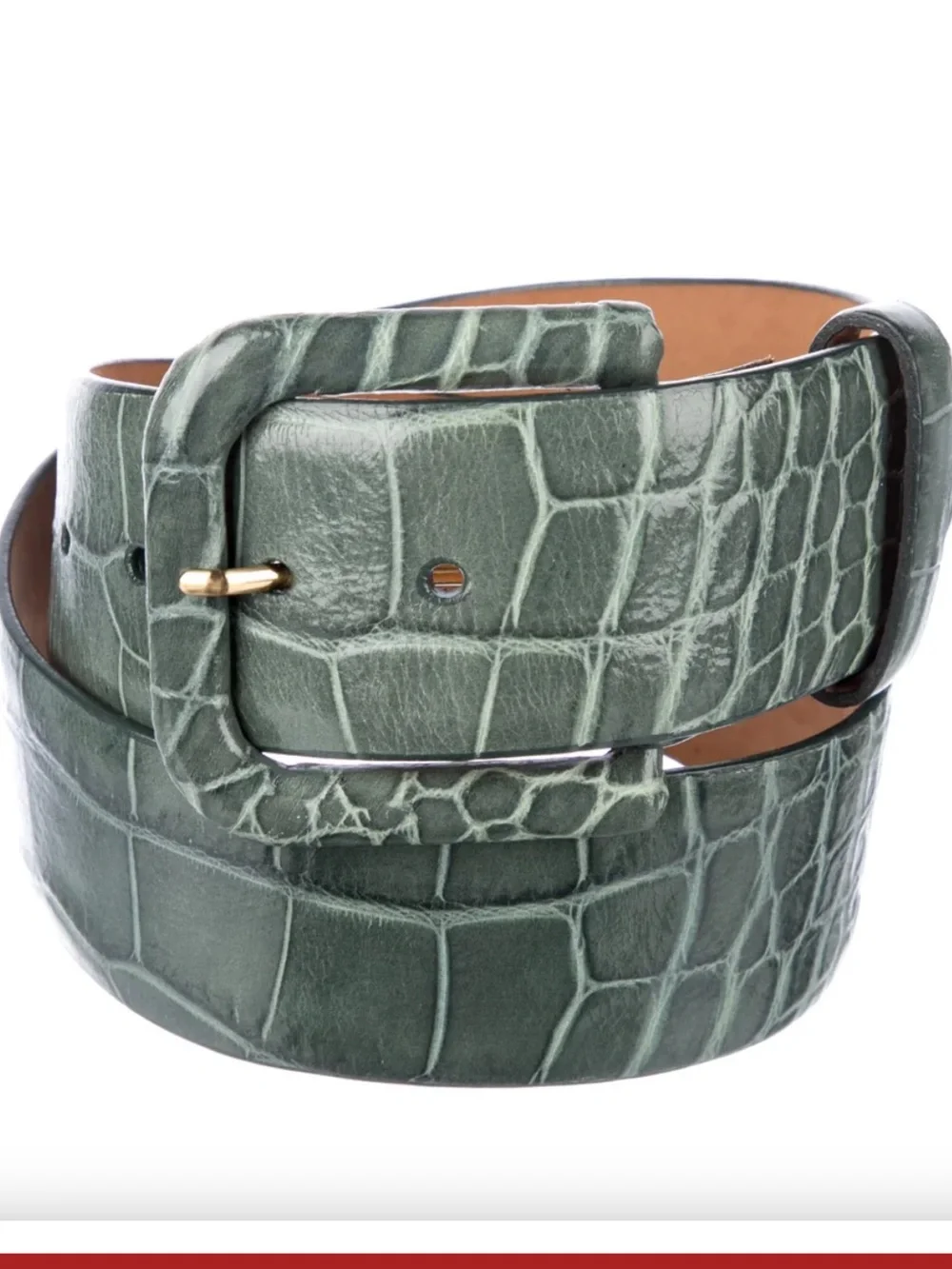 W. Kleinberg Green Genuine  Crocodile Leather Belt
